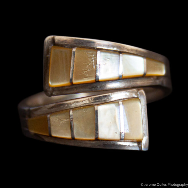 Golden Mother-of-Pearl Wraparound Ring
