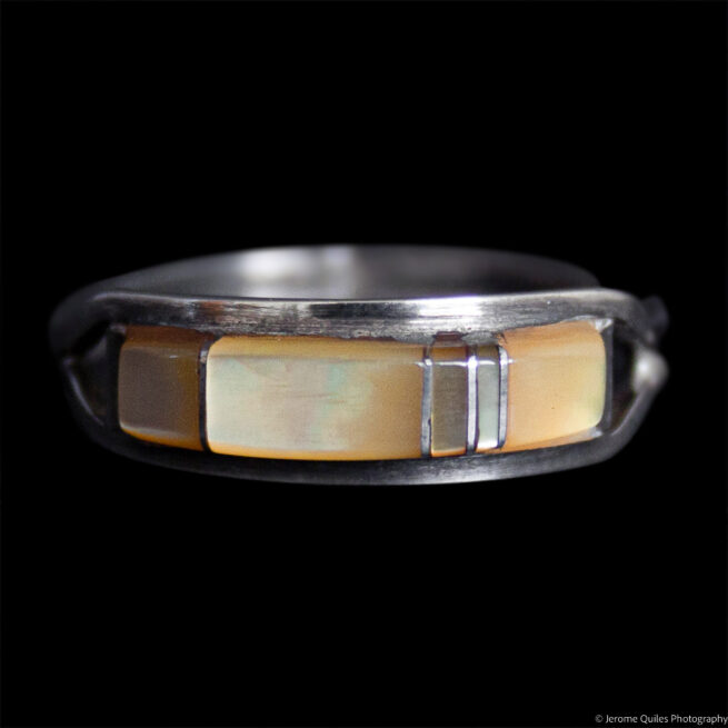 Golden Mother-of-Pearl Zuni Ring