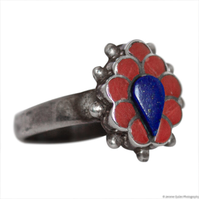 Bague Fleur Lapis Corail – Image 2