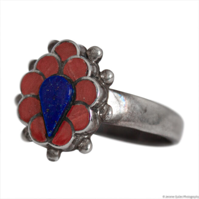 Bague Fleur Lapis Corail – Image 3