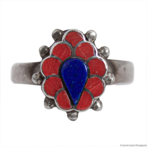 Lapis Coral Flower Ring