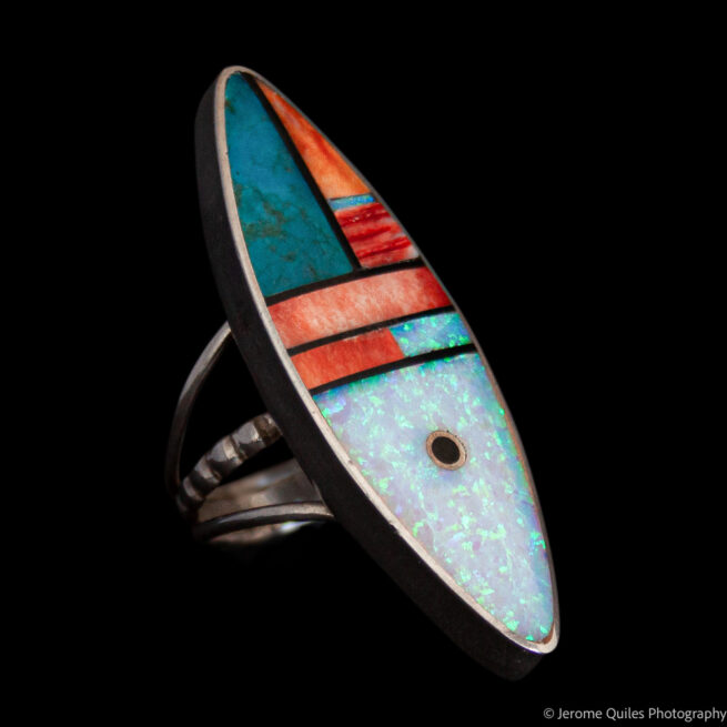 Opal Spondylus Turquoise Inlay Ring - Image 2