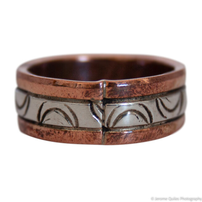 Silver Copper Ring Moon Motif - Image 2