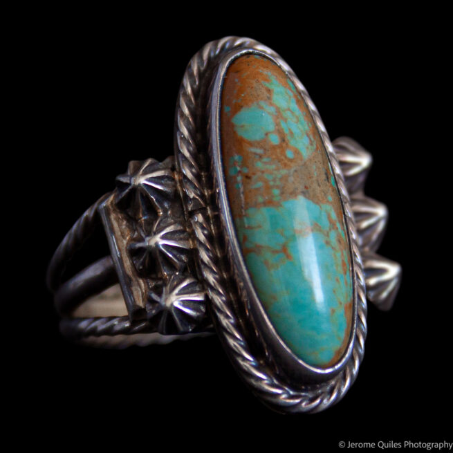 Silver Studded Turquoise Ring - Image 2