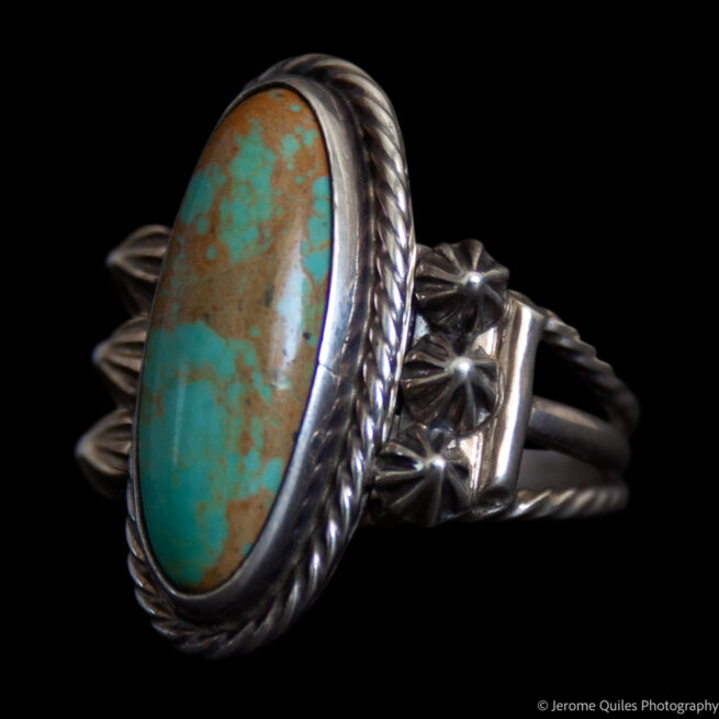 Silver Studded Turquoise Ring - Image 3