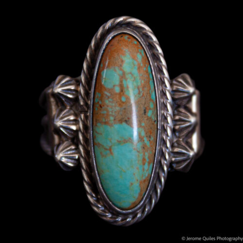 Silver Studded Turquoise Ring