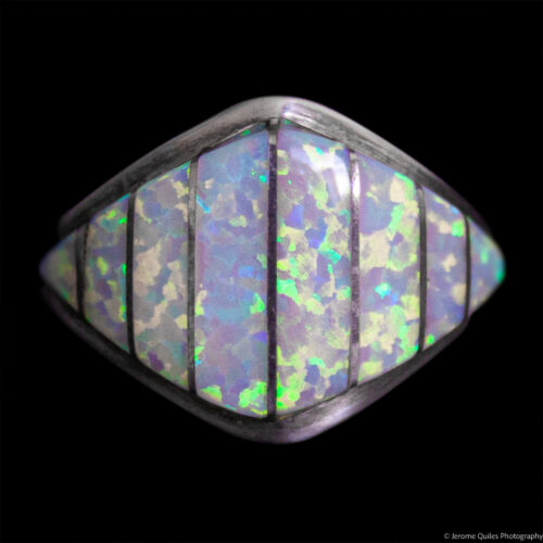 Tapered White Opal Ring