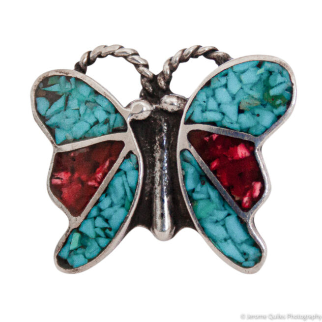 Turquoise Coral Butterfly Ring