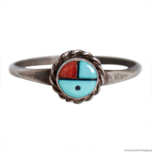 Bague Soleil Zuni Turquoise Corail