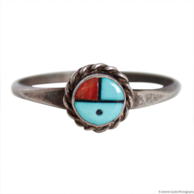 Bague Soleil Zuni Turquoise Corail