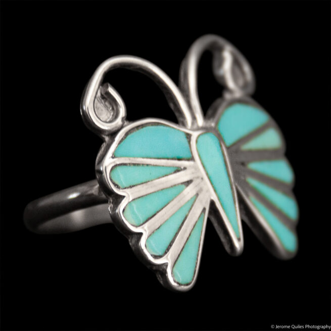 Turquoise Inlay Butterfly Ring - Image 2