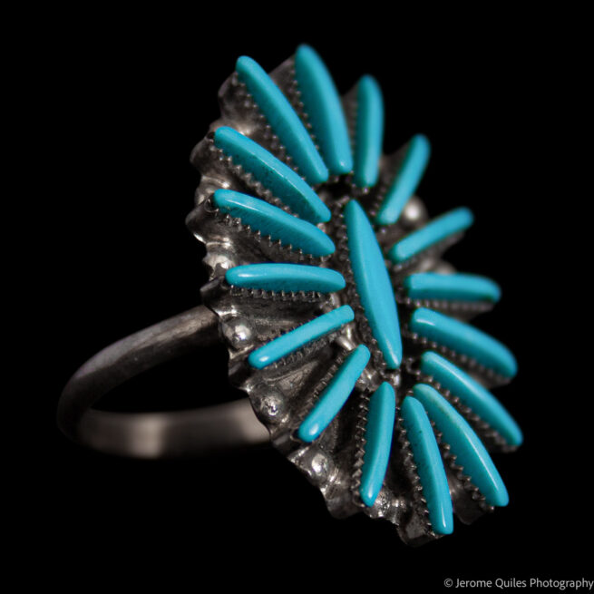 Turquoise Needlepoint Oval Ring - Image 2