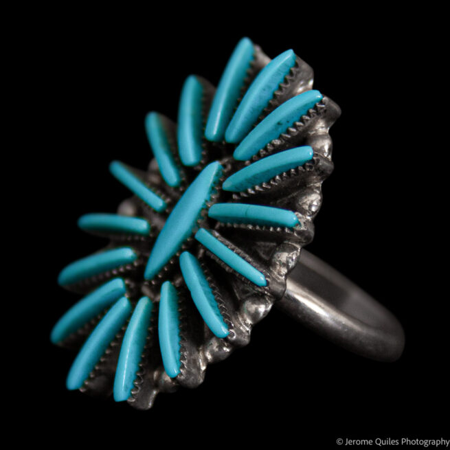 Turquoise Needlepoint Oval Ring - Image 3