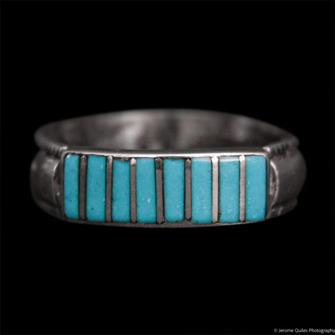 Bague Argent Rayures Turquoise