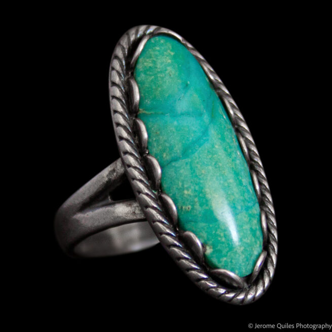 Vintage Green Turquoise Oval Ring - Image 2
