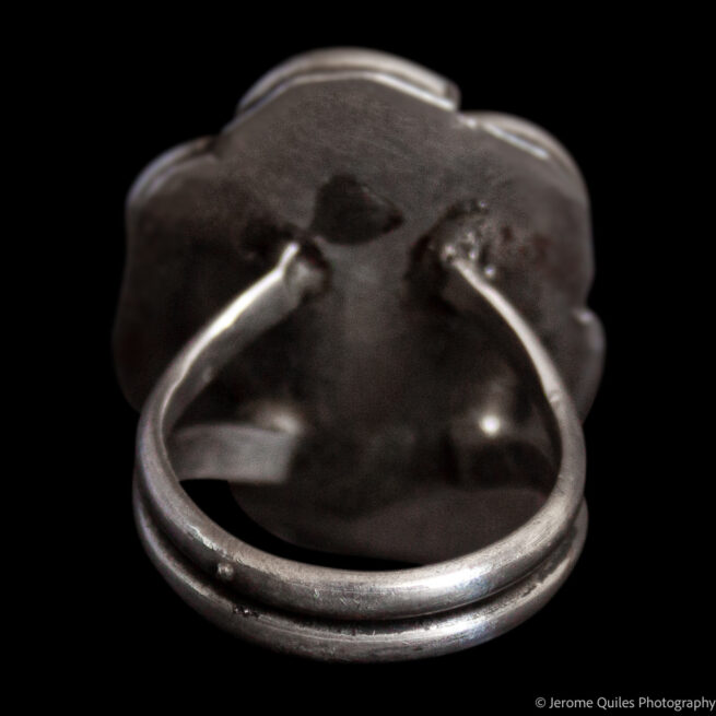 Vintage Silver Petal Turquoise Ring - Image 4