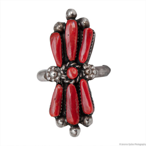 Zuni Red Coral Pointer Ring
