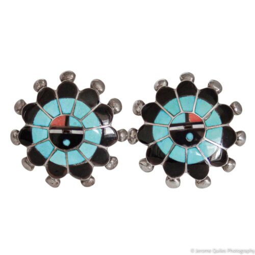 Blue Black Clip-On Earrings