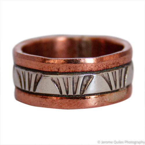 Copper Silver Ring Brush Motif