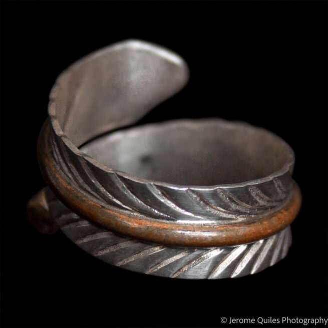 Copper Spine Silver Feather Ring - Image 3