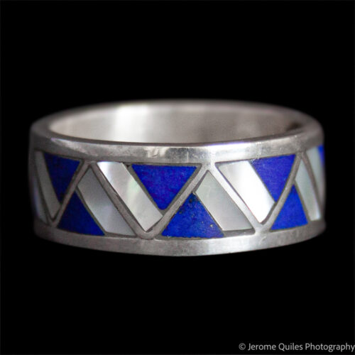 Lapis Mother-of-Pearl Zigzag Ring