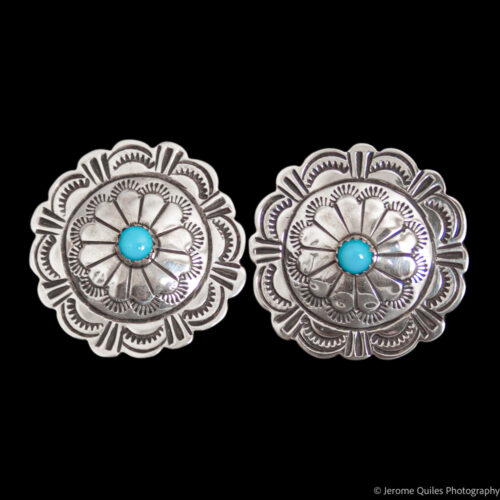 Boucles d'Oreilles Clip Amérindiennes Turquoise