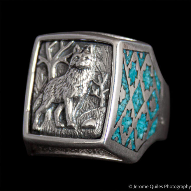Native American Wolf Signet Ring - Image 3