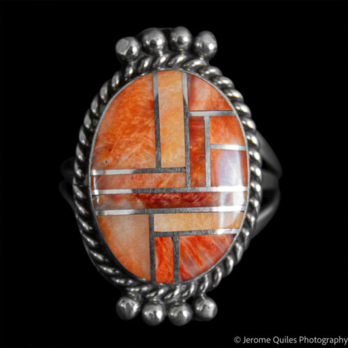 Orange Zuni Inlay Ring