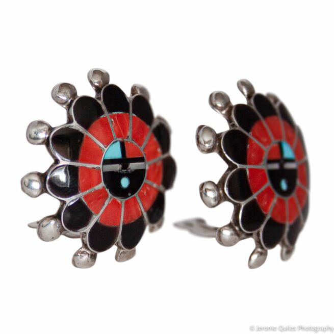Boucles d'Oreilles Clip Rouges Noires – Image 2