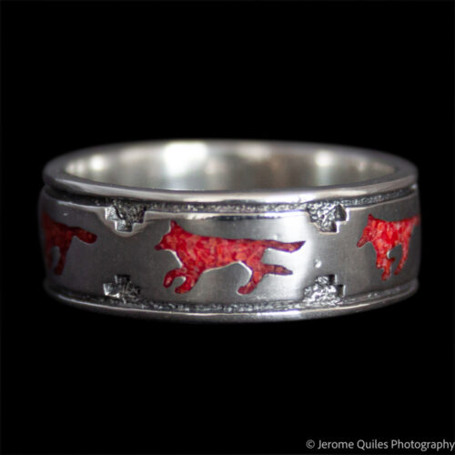 Red Coral Wolf Ring