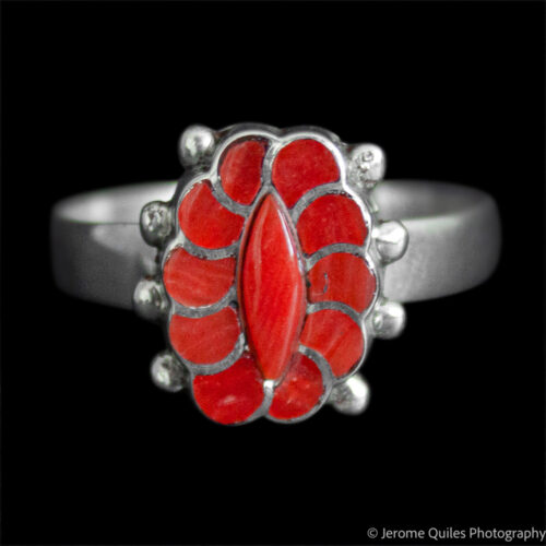 Red Coral Zuni Ring