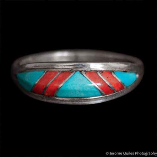 Bague Bleue Rayures Rouges