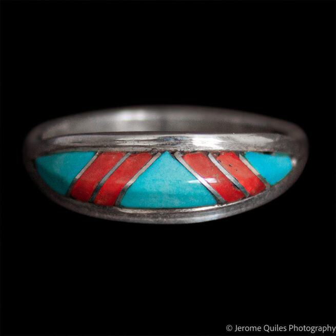 Bague Bleue Rayures Rouges