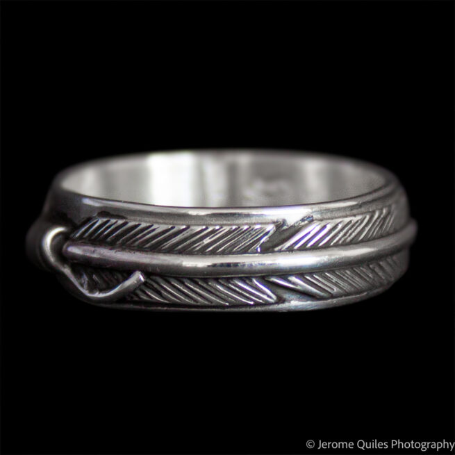 Silver Feather Band Ring - Image 2