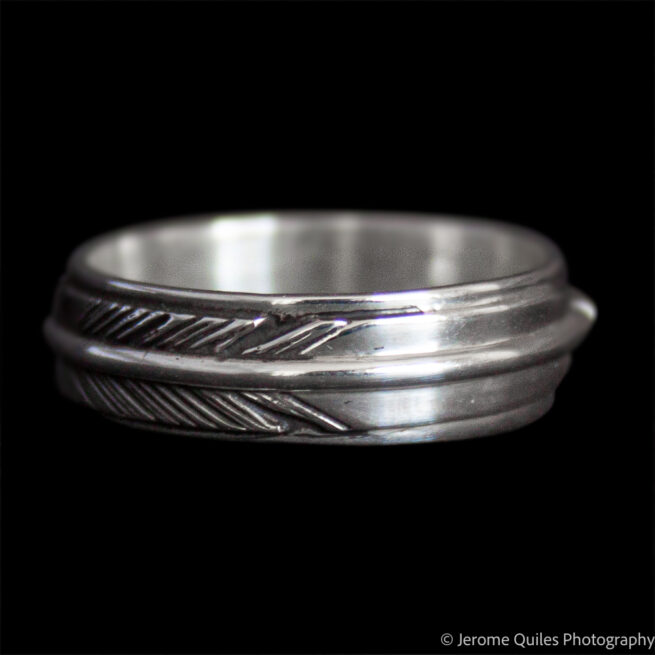 Silver Feather Band Ring - Image 3