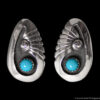 Silver Shell Turquoise Clip-On Earrings - Image 2