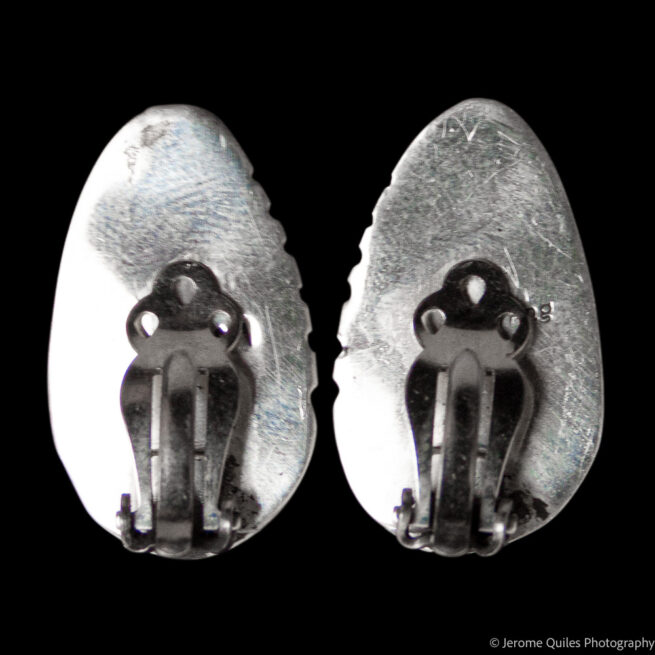 Silver Shell Turquoise Clip-On Earrings - Image 4