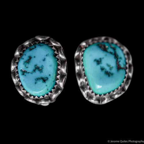 Petites Boucles d'Oreilles Clip Turquoise Navajo