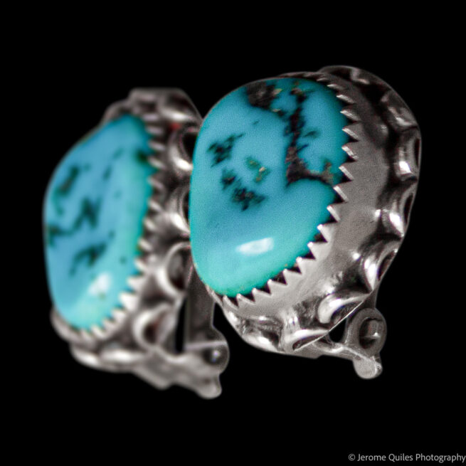 Small Navajo Turquoise Clip-On Earrings - Image 2