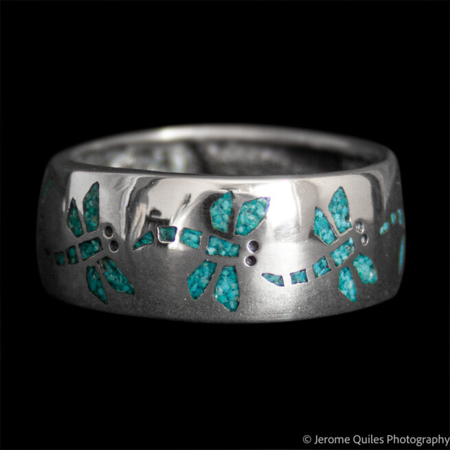 Turquoise Dragonfly Band Ring - Image 2