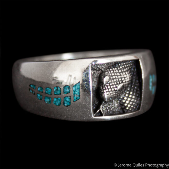 Turquoise Silver Rattlesnake Ring - Image 2