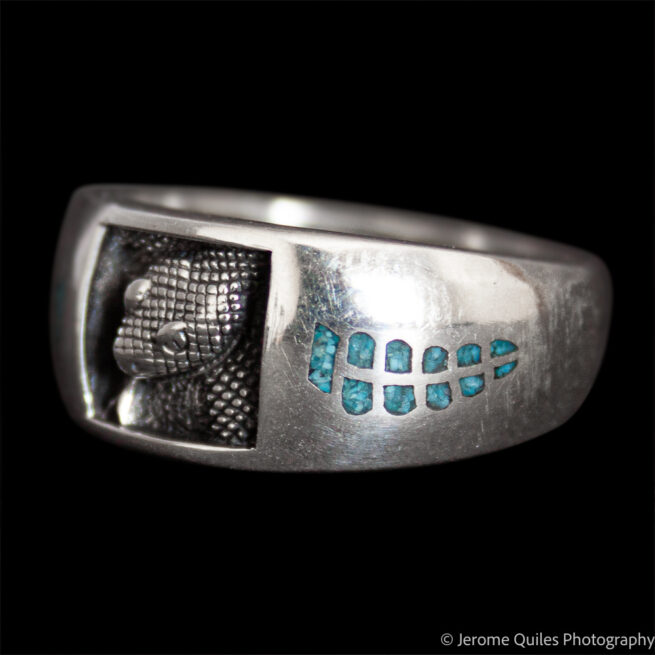 Turquoise Silver Rattlesnake Ring - Image 3