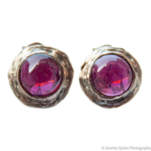 9K Gold Rhodolite Stud Earrings