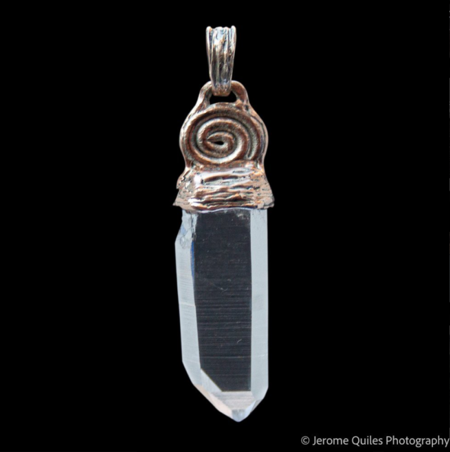 9K Gold Spiral Quartz Pendant