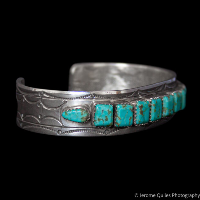 Square Turquoise Silver Bracelet - Image 2