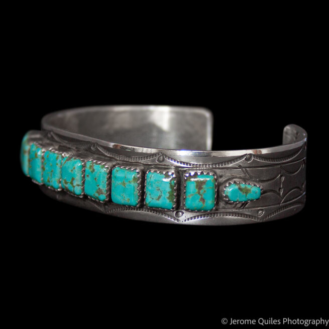 Square Turquoise Silver Bracelet - Image 3