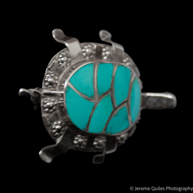 Turquoise Turtle Pin Brooch Pendant - Image 2