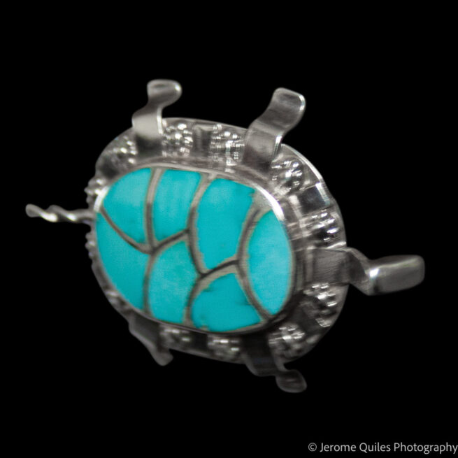 Turquoise Turtle Pin Brooch Pendant - Image 3