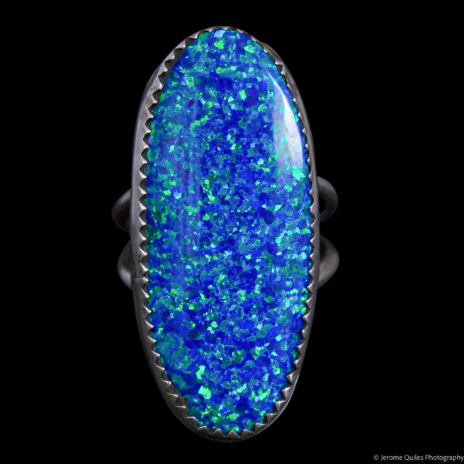 Dark Blue Opal Oval Ring