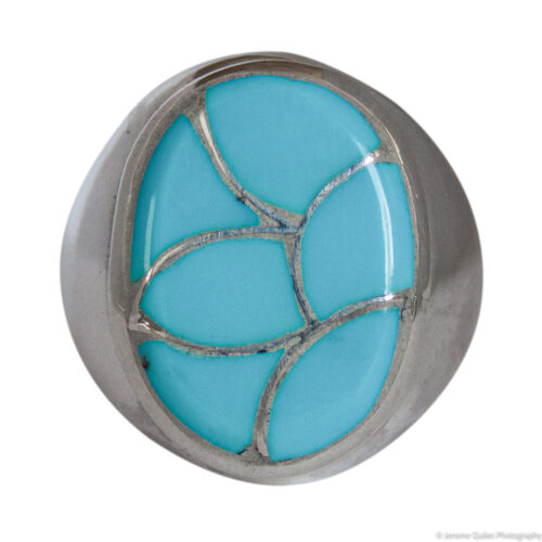 Fish Scale Turquoise Signet Ring